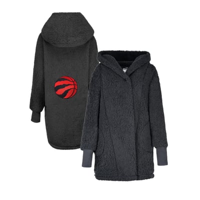 The Best Lounger in the World By Jill Martin Toronto Raptors Unisex Black Oversized Open-Front Hoodie Sweater