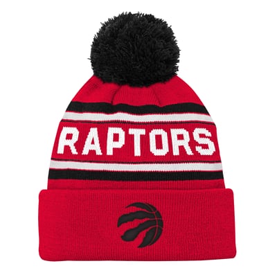  Toronto Raptors Outerstuff Youth Backboard Jacquard Cuffed Knit Hat with Pom - Red
