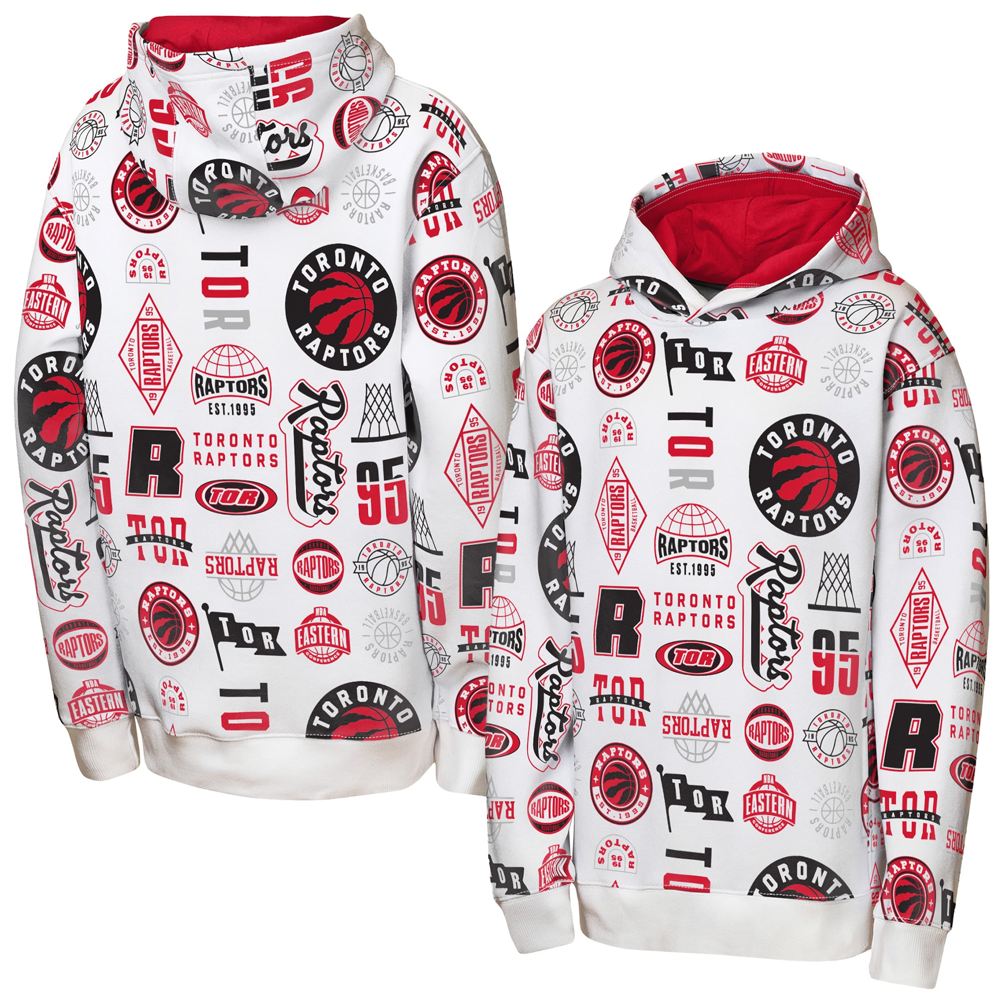 Youth Toronto Raptors Outerstuff White 3-and-D Allover Hoodie