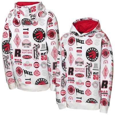 Toronto Raptors Outerstuff Youth 3-and-D Allover Hoodie - White