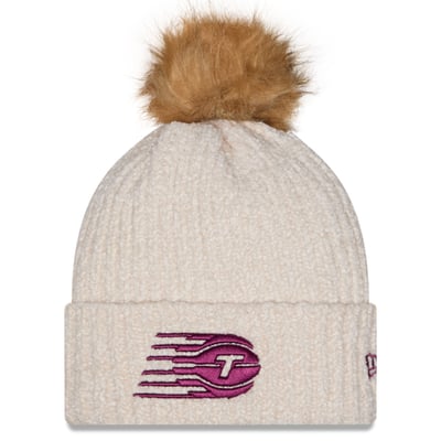 Toronto Tempo New Era Women's Sandy Linen Cuffed Knit Hat with Pom - Cream