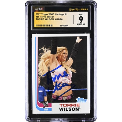Torrie Wilson WWE Autographed 2007 Topps WWE Heritage III #58 CGC Fanatics Witnessed Authenticated 9/10 Card