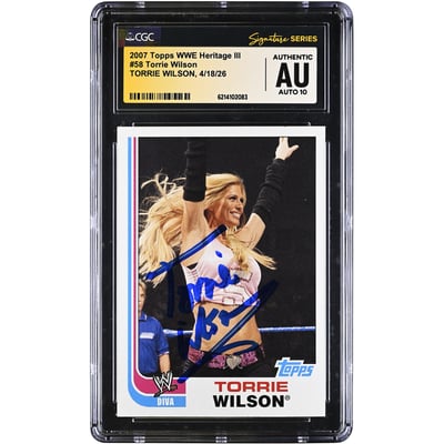 Torrie Wilson WWE Autographed 2007 Topps WWE Heritage III #58 CGC Fanatics Witnessed Authenticated AUTO 10 Card