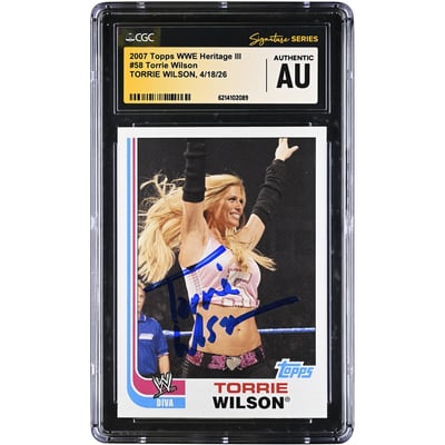 Torrie Wilson WWE Autographed 2007 Topps WWE Heritage III #58 CGC Fanatics Witnessed Authenticated Card