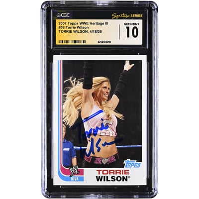 Torrie Wilson WWE Autographed 2007 Topps WWE Heritage III #58 CGC Fanatics Witnessed Authenticated GEM MINT 10 Card
