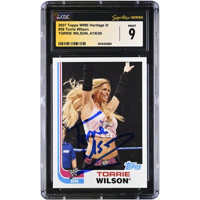 Torrie Wilson WWE Autographed 2007 Topps WWE Heritage III #58 CGC Fanatics Witnessed Authenticated MINT 9 Card