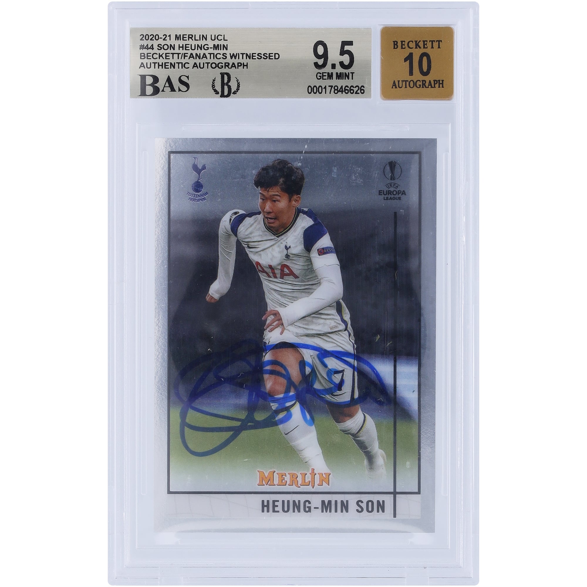 Son Heung-Min Tottenham Hotspur Autographed 2020-21 Topps Merlin 