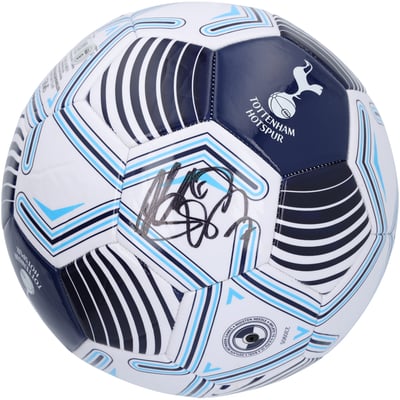 Son Heung-Min Tottenham Hotspur Autographed Fanatics Authentic White/Navy Logo Soccer Ball