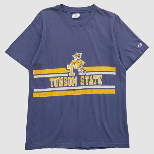 Towson Tigers Champion 90s T-shirt - Navy - S by Fanatics Real Vintage