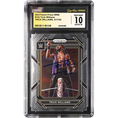 Trick Williams WWE Autographed 2023 Panini Prizm #142 CGC Fanatics Witnessed Authenticated 10/10 Card