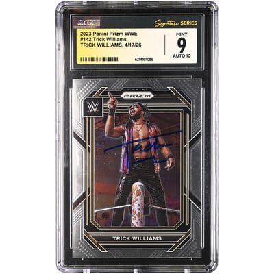 Trick Williams WWE Autographed 2023 Panini Prizm #142 CGC Fanatics Witnessed Authenticated 9/10 Card