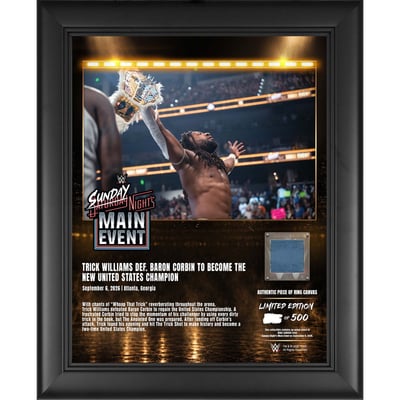 Trick Williams WWE Fanatics Authentic Framed 13" x 16" Sunday Night's Main Event on September 6, 2026 Collage with a Piece of Match-Used Canvas - Limited Edition of 500
