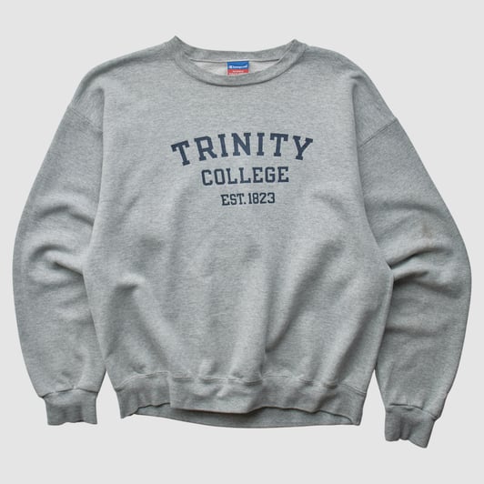 Trinity Bantams Champion 2000s Pullover Sweatshirt - Gray - S by Fanatics Real Vintage