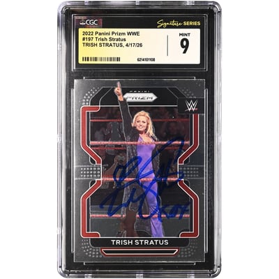 Trish Stratus WWE Autographed 2022 Panini Prizm #197 CGC Fanatics Witnessed Authenticated MINT 9 Card