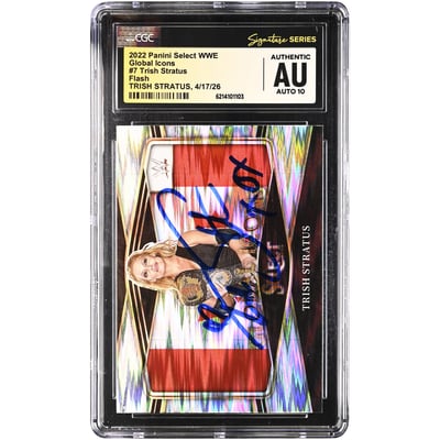 Trish Stratus WWE Autographed 2022 Panini Select WWE Global Icons Flash #7 CGC Fanatics Witnessed Authenticated AUTO 10 Card