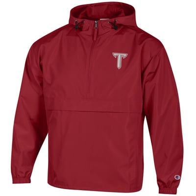 Troy University Trojans Champion Packable Half-Zip Hooded Jacket - Cardinal
