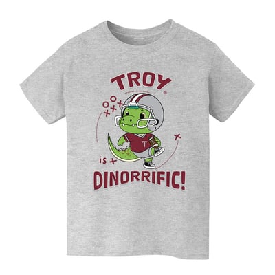 Troy University Trojans Vive La Fete Youth Dinorrific T-Shirt - Gray