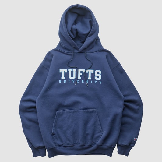 Tufts University Jumbos Champion 2000s Hooded Pullover Sweatshirt - Navy - XS by Fanatics Real Vintage