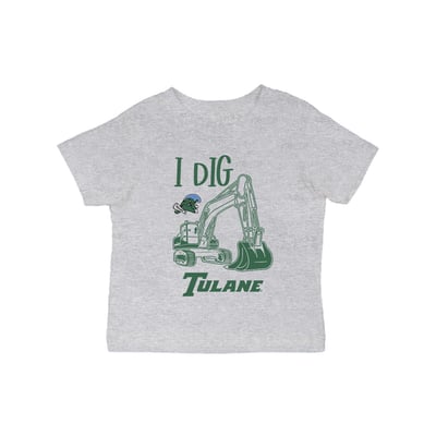 Tulane Green Wave Vive La Fete Infant Excavator T-Shirt - Gray