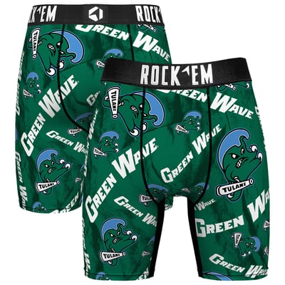  Tulane Green Wave Rock Em All Over Logo Boxer Briefs - Green