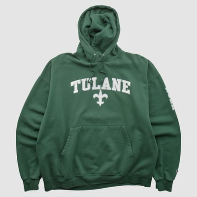 Tulane Green Wave Champion 2000s Hooded Pullover Sweatshirt - Green - 2XL by Fanatics Real Vintage