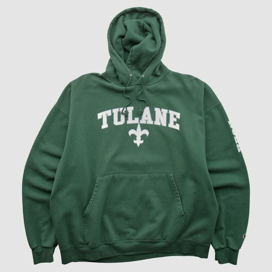 Tulane Green Wave Champion 2000s Hooded Pullover Sweatshirt - Green - 2XL by Fanatics Real Vintage