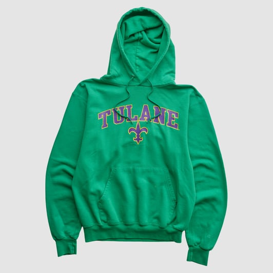Tulane Green Wave Champion 2000s Hooded Pullover Sweatshirt - Green - S by Fanatics Real Vintage