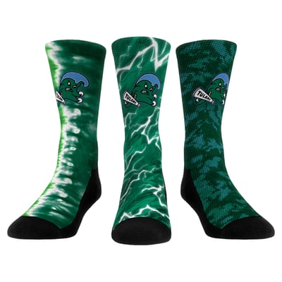 Tulane Green Wave Rock Em Unisex Team Tones Three-Pack Crew Socks