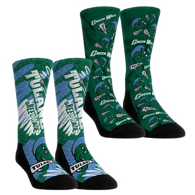 Tulane Green Wave Rock Em Unisex Two-Piece Team Blast Crew Socks Set