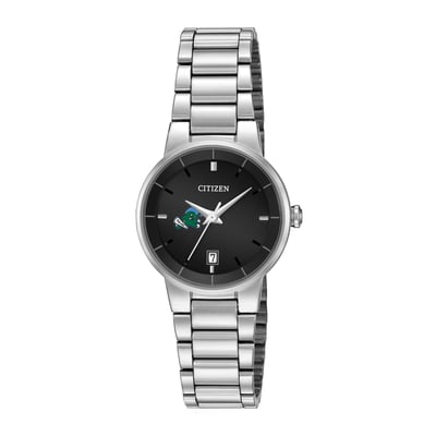 Tulane Green Wave Citizen Watch Women's Black Dial Stainless Steel Watch - Silver