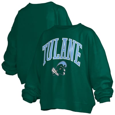 Tulane Green Wave Pressbox Women's Oversized Janise Arch Over Logo Fleece Sweatshirt - Green