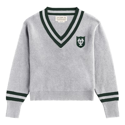  Tulane Green Wave Uscape Apparel Women's Renew V-Neck Sweater - Ash