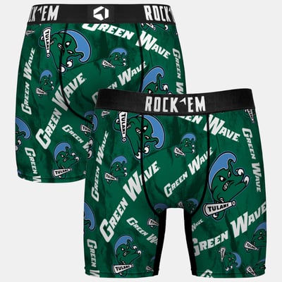  Tulane Green Wave Rock Em Youth All Over Logo Boxer Briefs - Green