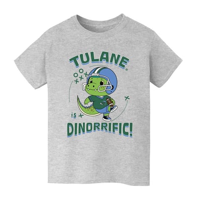 Tulane Green Wave Vive La Fete Youth Dinorrific T-Shirt - Gray