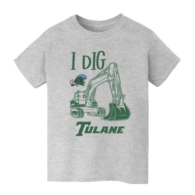 Tulane Green Wave Vive La Fete Youth Excavator T-Shirt - Gray