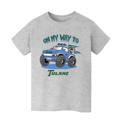 Tulane Green Wave Vive La Fete Youth On My Way T-Shirt - Gray
