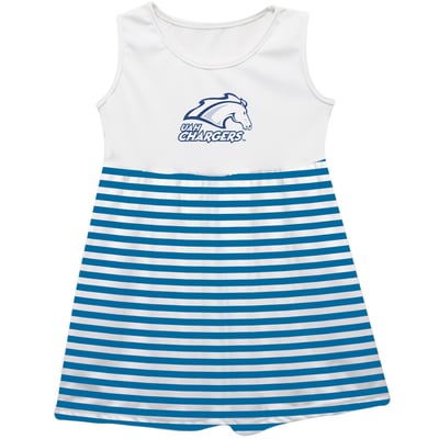 UAH Chargers Vive La Fete Girls Toddler Striped Tank Top Dress - Blue