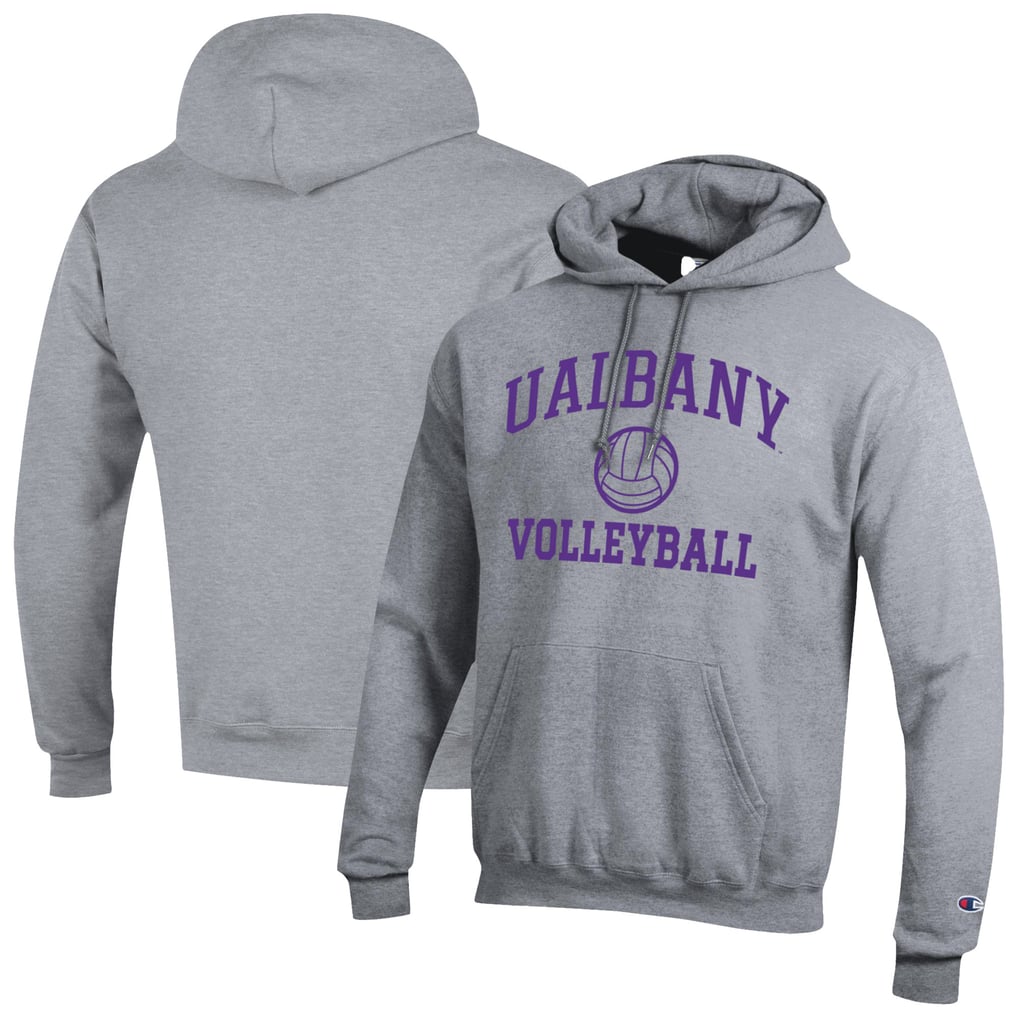 UAlbany Great Danes Champion Volleyball Icon Powerblend Pullover Hoodie – Gray