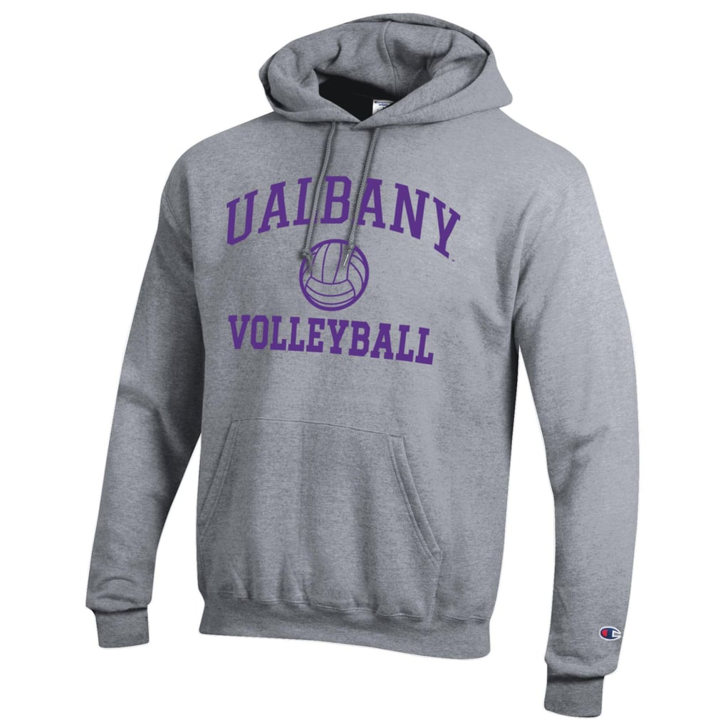 UAlbany Great Danes Champion Volleyball Icon Powerblend Pullover Hoodie – Gray