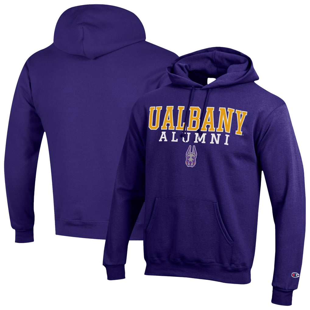  UAlbany Great Danes Champion Alumni Stacked Pullover Hoodie - Purple