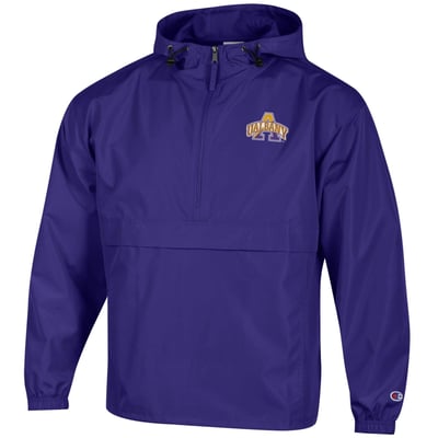 UAlbany Great Danes Champion Packable Half-Zip Hooded Jacket - Purple
