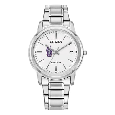  UAlbany Great Danes Citizen Watch Women's Eco-Drive White Dial Stainless Steel Watch - Silver