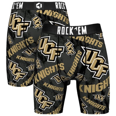  UCF Knights Rock Em All Over Logo Boxer Briefs - Black