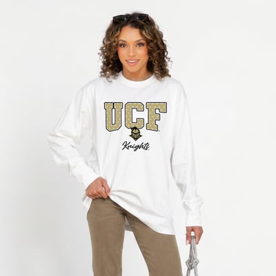 UCF Knights Gameday Couture Women's Sweet Spot Oversized Long Sleeve T-Shirt - White