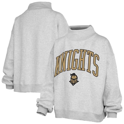  UCF Knights Pressbox Women's Oversized Slogan Fleece Mock Neck Sweatshirt - Ash