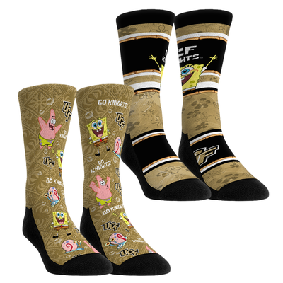  UCF Knights Rock Em Youth SpongeBob SquarePants Two-Pack Crew Socks Set - Black