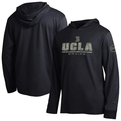  UCLA Bruins Champion Operation Hat Trick Camo Script Hooded Long Sleeve T-Shirt - Black