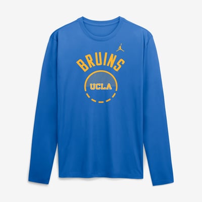 UCLA Bruins Jordan Brand 2026 Courtside Basketball Shootaround Legend Dri-FIT Long Sleeve T-Shirt - Blue