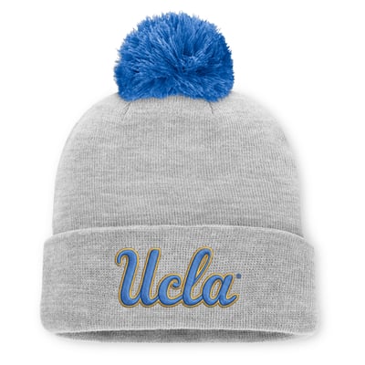 UCLA Bruins Jordan Brand Unisex Primetime Script Cuffed Knit Hat with Pom - Heather Gray
