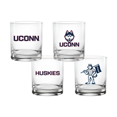  UConn Huskies Indigo Falls Core 4-Pack Collectors Rocks Glass Set